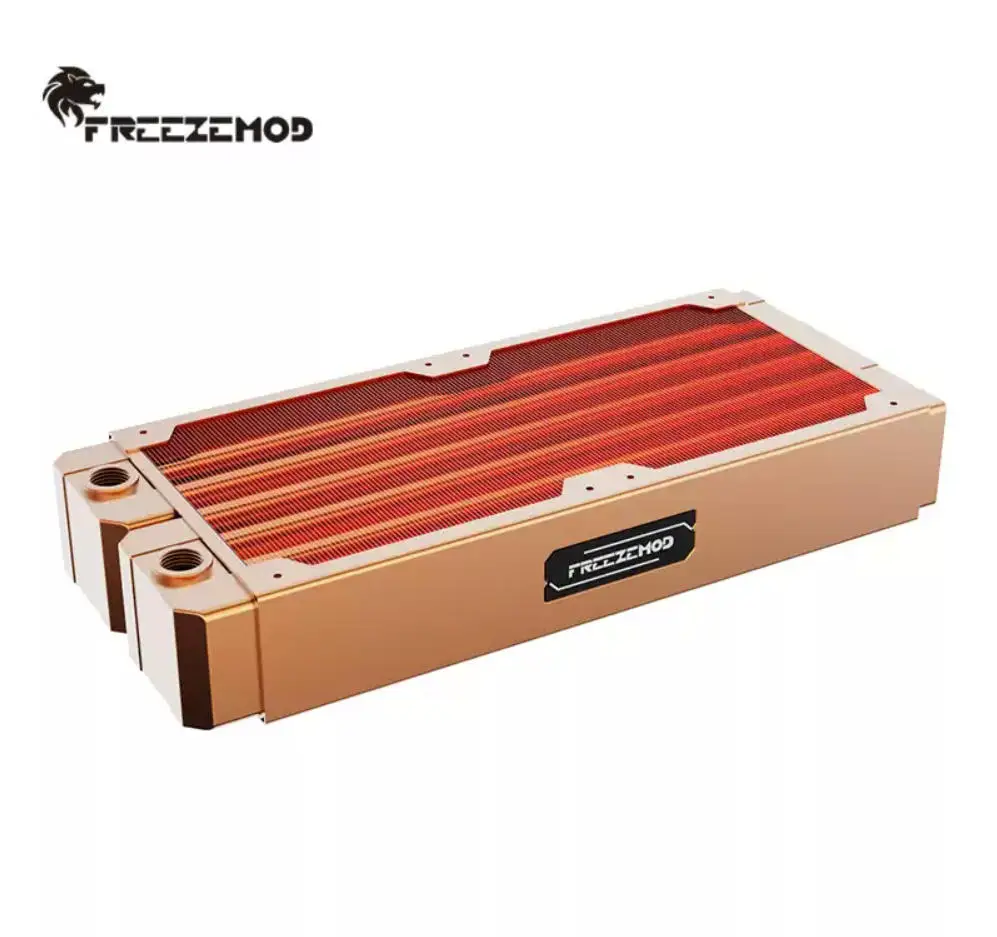 FREEZEMOD All Red Copper Water Cooling Industrial Cooling Radiator Row 7mm Pipe Thread Double Layer 45mm TSRP-ZT-360SC