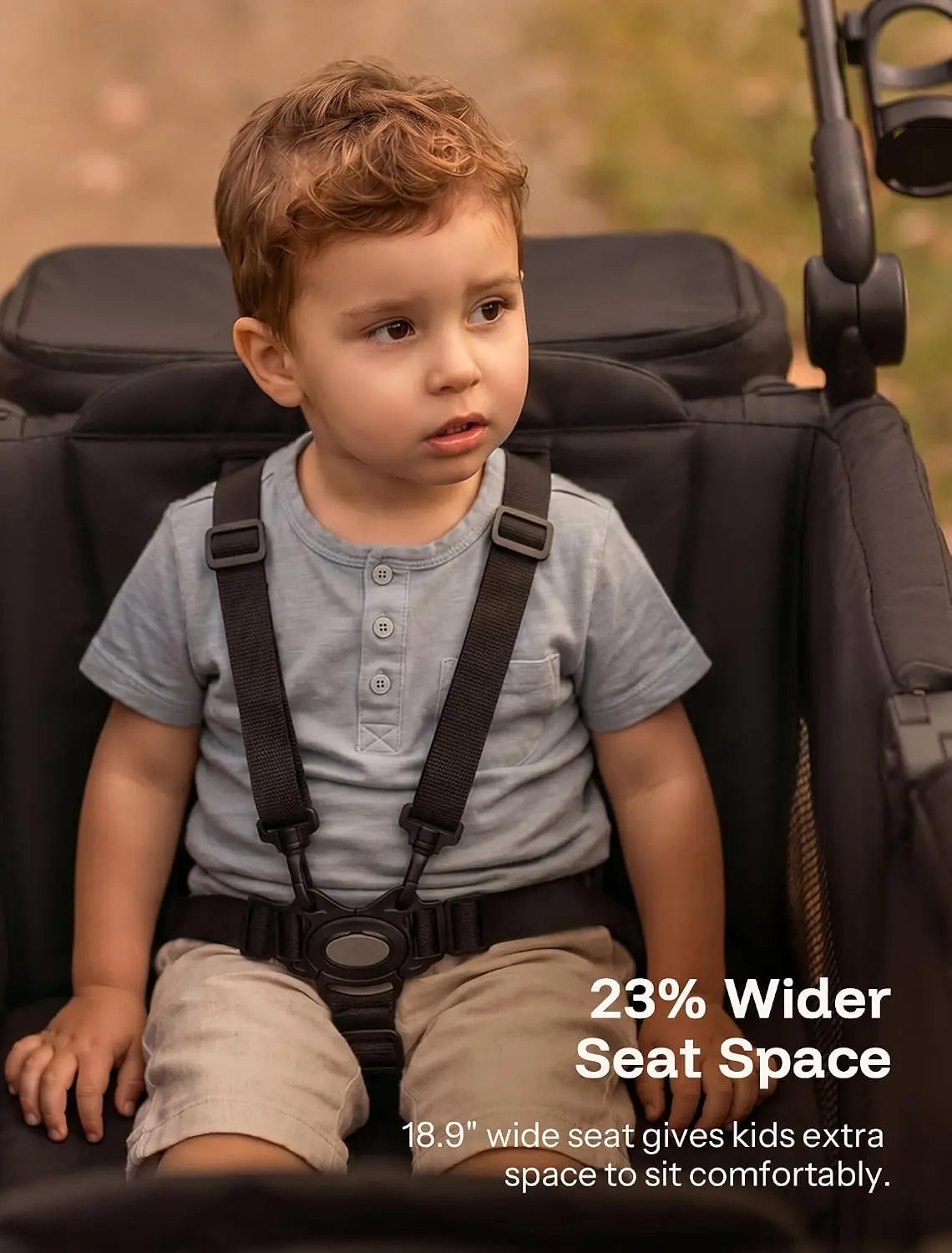 Harppa Remy Wagon Stroller for 2 Kids, 180Ibs Capacity with 2 Seater | Foldable 2 Seater Stroller Wagon with Mosquito Net UPF 50