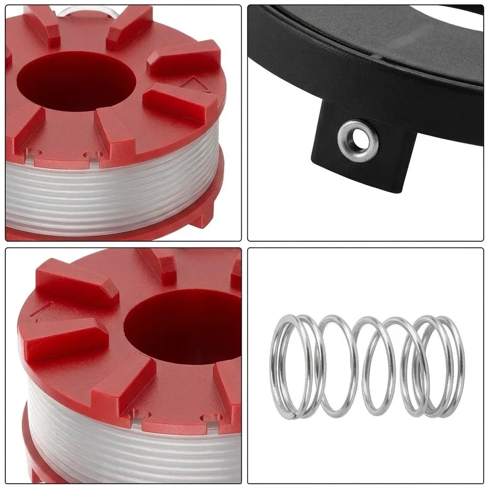 Replacement Trimmer Spools for Agillo 36255 BL 18200 and 3630 LI E SOLO 8m 2mm ABS Nylon Pack of 2 with Cap and Spring