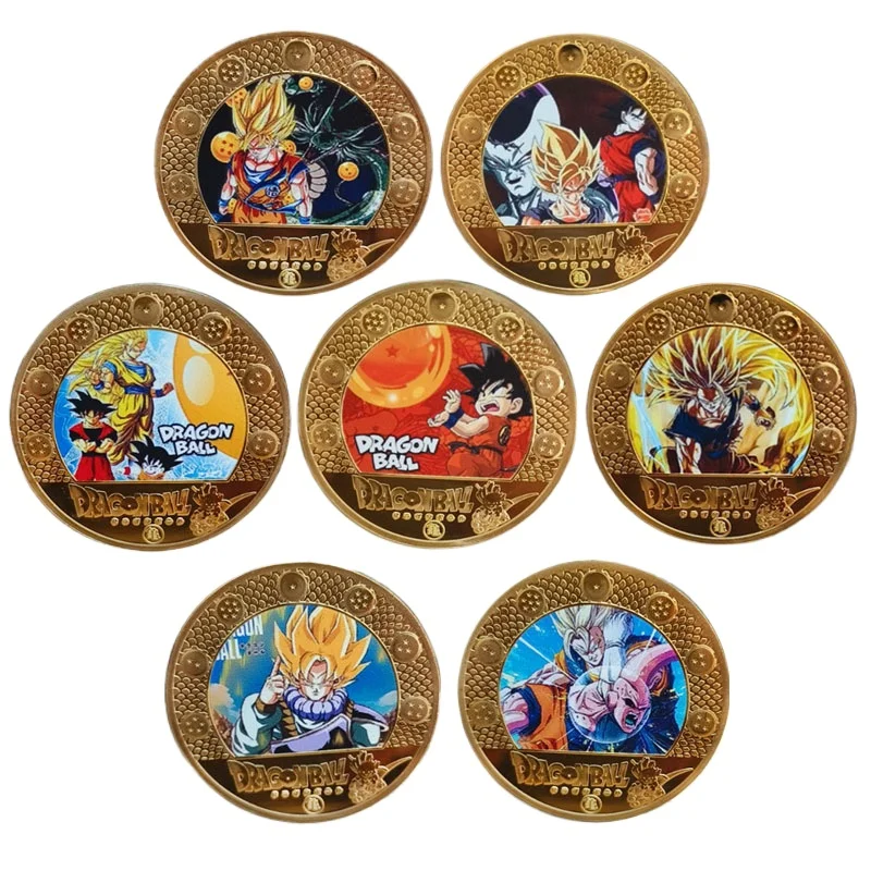 Dragon Ball Son Goku Commemorative Coin Anime Peripherals Kakarotto Metal Collection Coin Home Decoration Kids Birthday Gifts