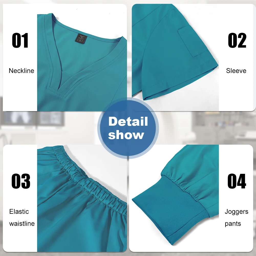 Niaahinn Scrub Set Hospital Medical Elasticity Uniforms Nurse Scrubs Jogger Sets Dental Clinic Work Wear Mens Veterinary Uniform