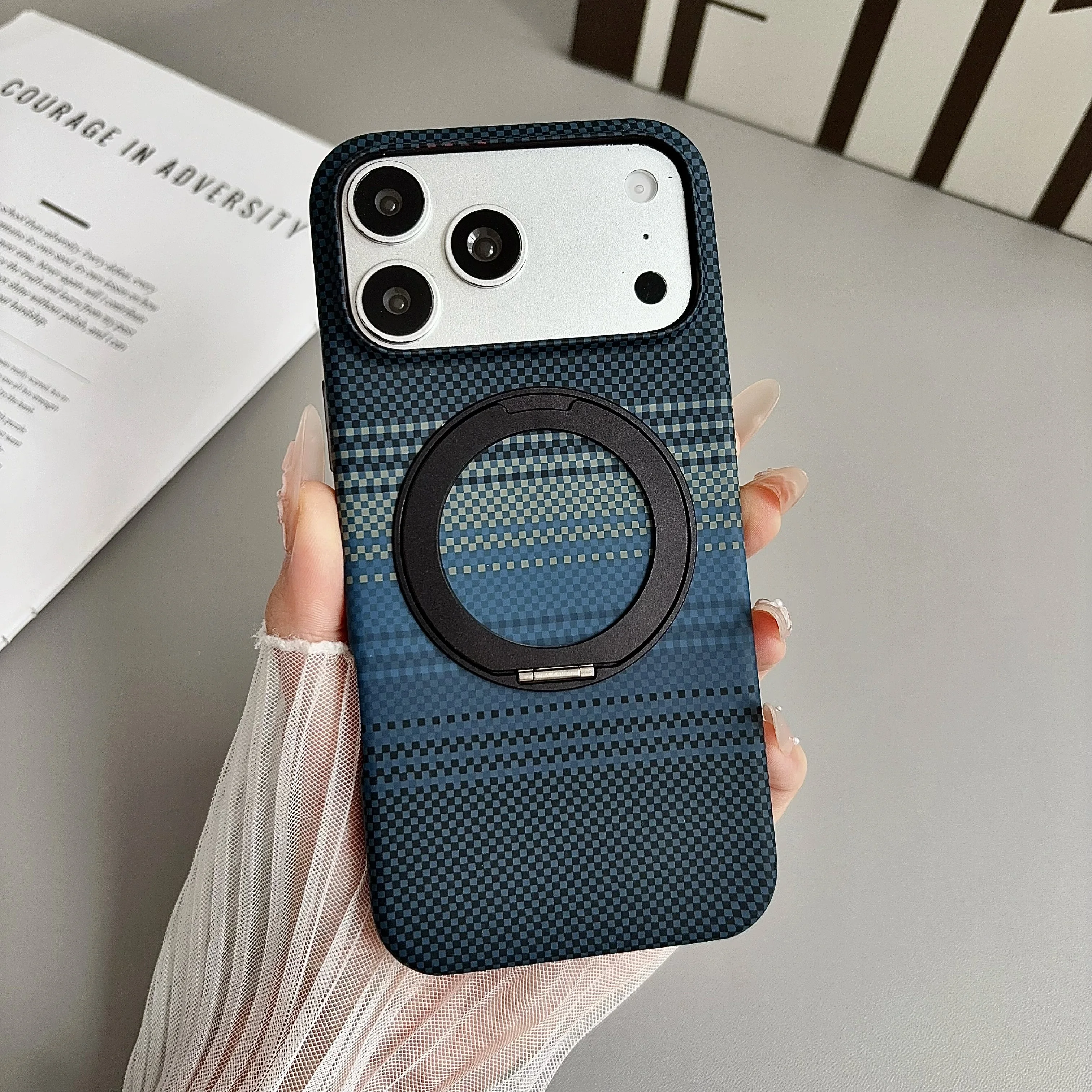 For iPhone 18 Pro Max 18 Promax Case Ultra-thin Skin-Friendly Magnetic 360 Rotating Holder Shockproof Hard Back Case Accessories