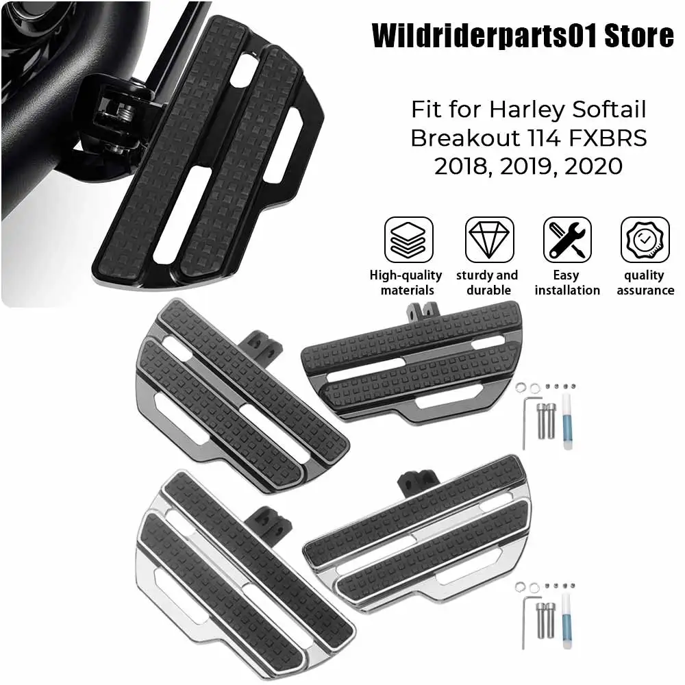 

Front Rear Footpegs Footrests Black/Chrome 1 Pair Motorcycle Accessory For Harley Softail Street Bob 114 FXBBS 2021 2022 2023 24