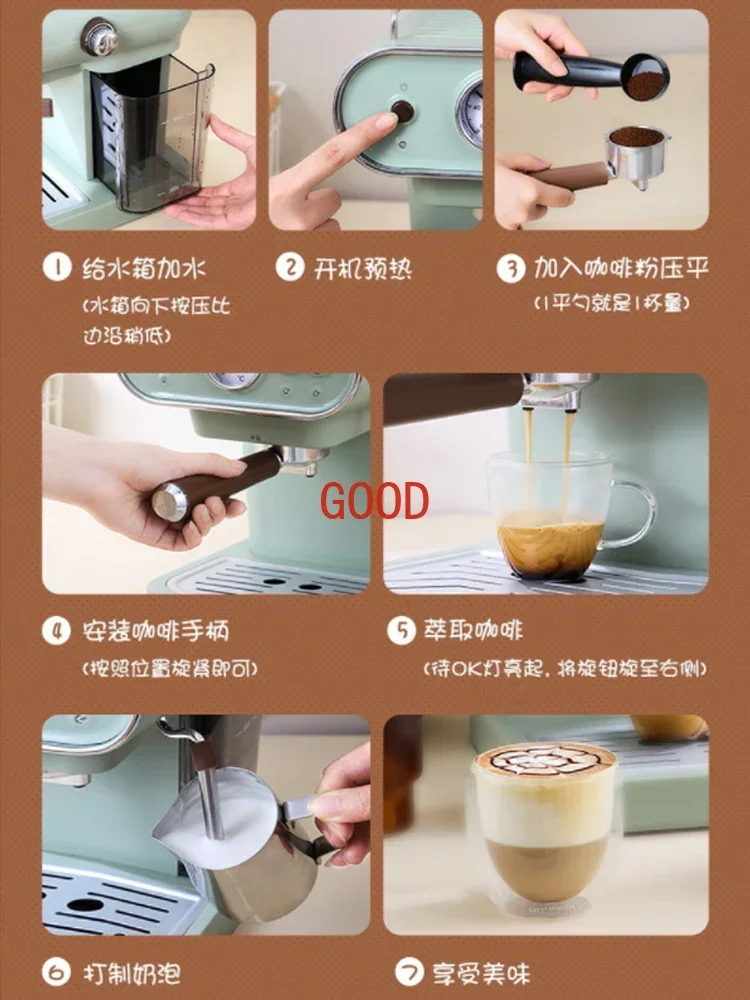 Fully semi-automatic italian coffee machine household all-in-one steam type small concentrated milk foaming machine