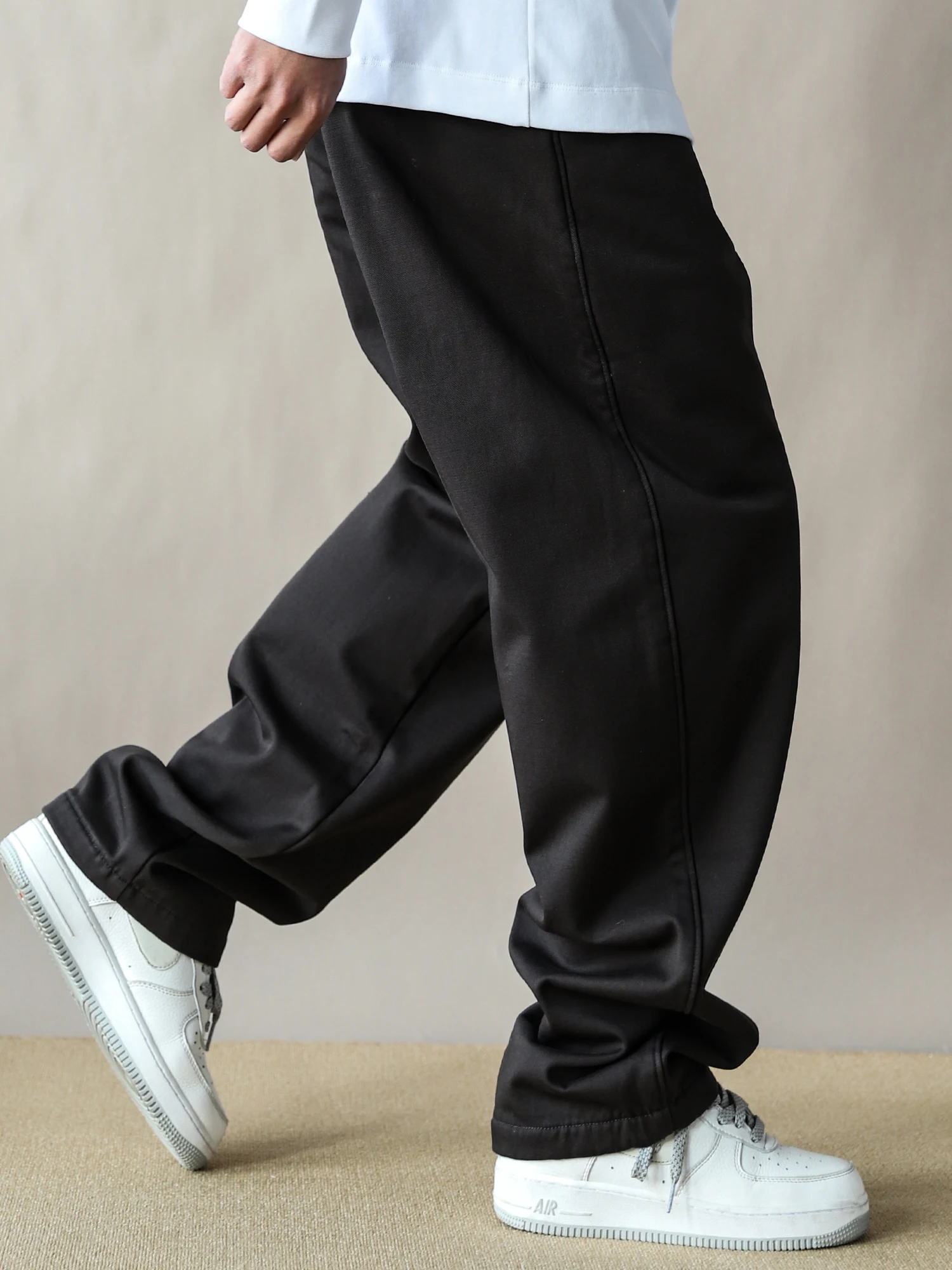 

Thiened Fce Casual Straight Leg Trousers Men's Versatile Workwear Pants Autumn Winter ey Trendy Brand Loose Fit Cotton