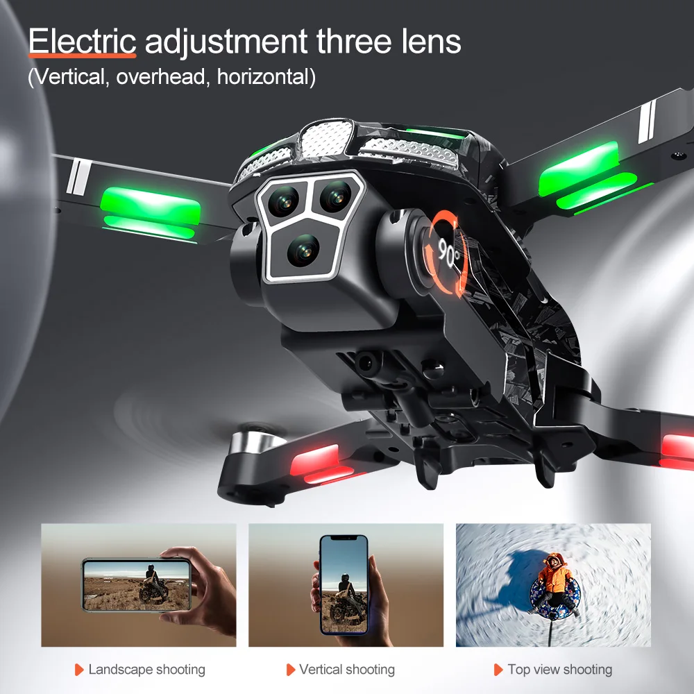 V186 Drone WIFI FPV 360° Laser Obstacle Avoidance Brushless Motor Optical flow localization 4K HD Three Camera RC Quadcopter Toy