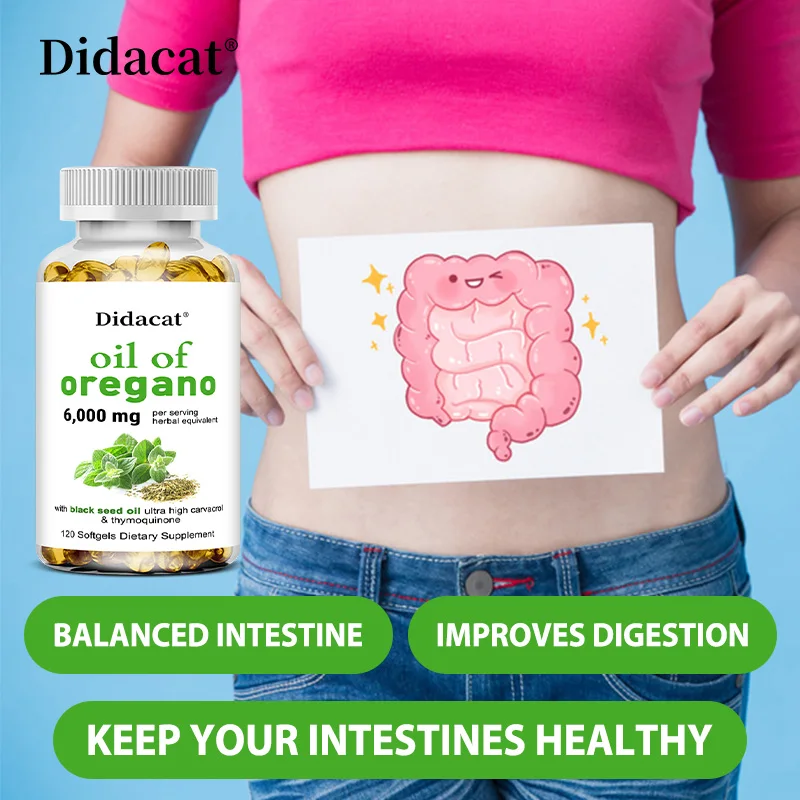 كبسولات هلامية لزيت الأوريجانو - تحتوي على زيت البذور السوداء، وتعزز صحة الهضم والأمعاء، ومضادات الأكسدة، وتحسين المناعة H