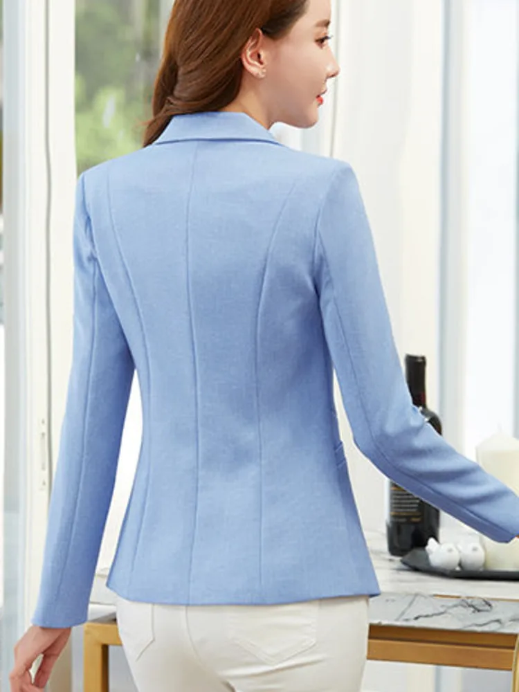 Elegant Women Autumn Blazer Casual Long Sleeve Professional Fashion Office Lady Business Slim Single Breasted Coats New