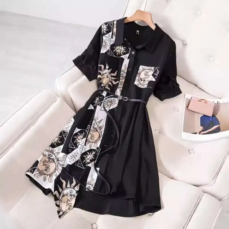 Robe chemise en viande pour femmes, vêtements de grande taille, Styles fins, moyens et longs, couverture de petite sœur grasse, nouvelle collection