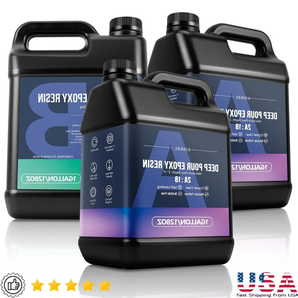 

Deep Pour Epoxy Resin 3Gallon Casting Kit 2to1 Low Odor Bubble Free Crystal Clear Self Leveling Durable Liquid Resin