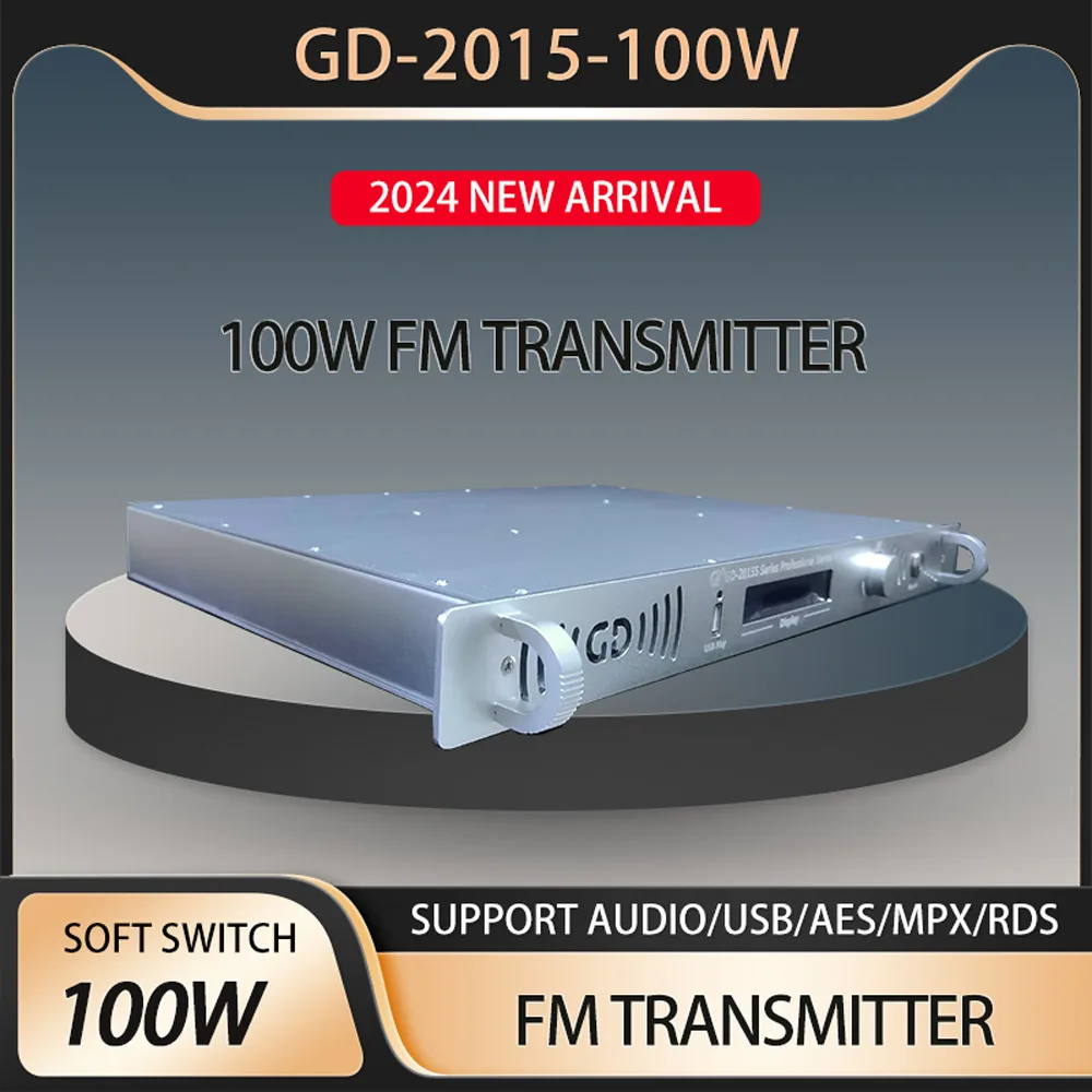 GD-2015-100W-transmisor FM de 100W, transmisor de transmisión FM para estación de Radio, MPX/RDS/USB, 87,5-108MHz