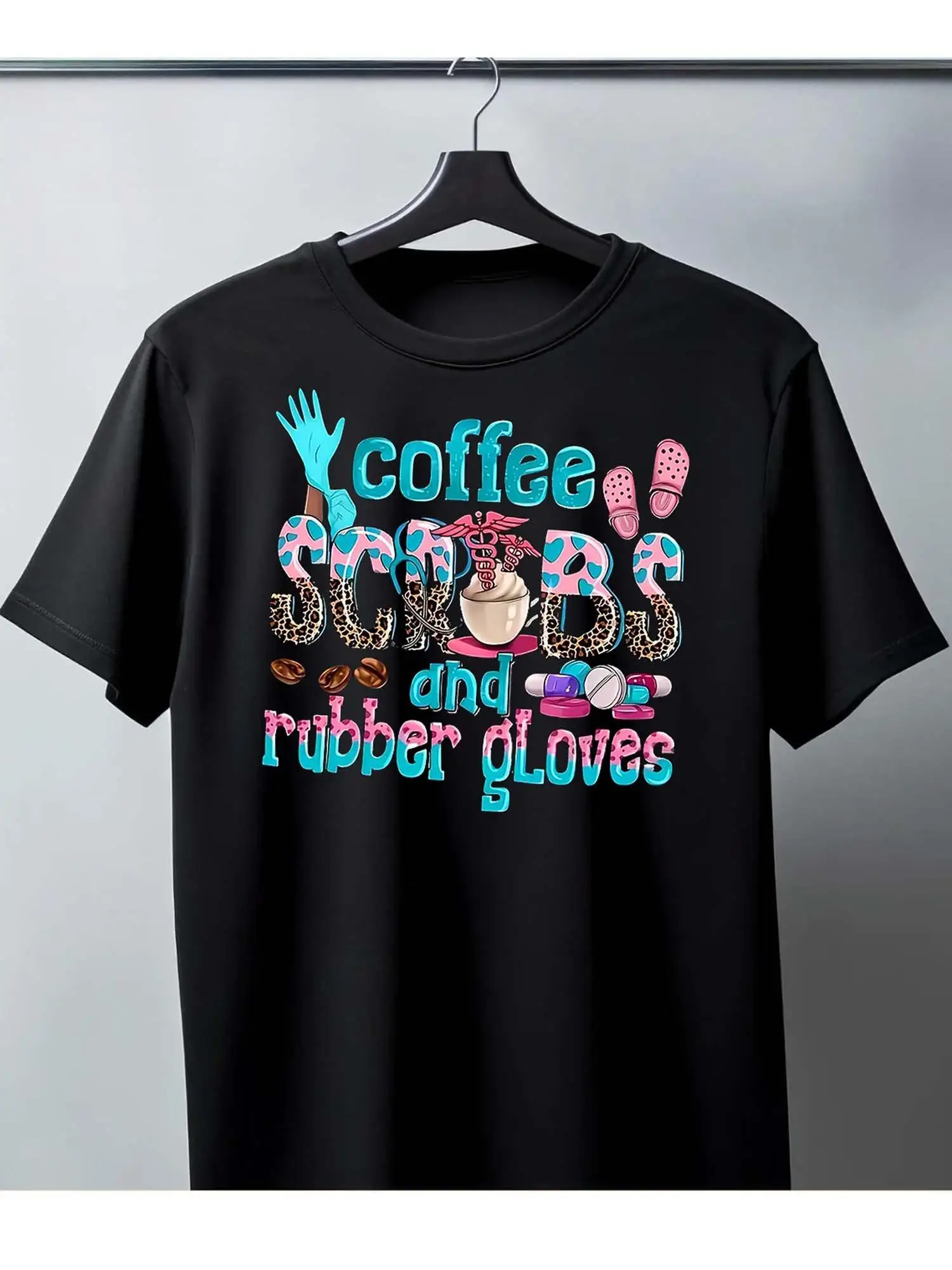 

Coffee and Scrubs Funny Quote Mens T-Shirt Cotton Black