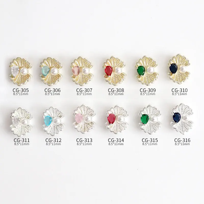 

10pcs Kawaii Summer Shell Zircon Pearl Crystals Manicure Nail Art Parts Jewelry Decorations Nails Accessories Charms Supplies