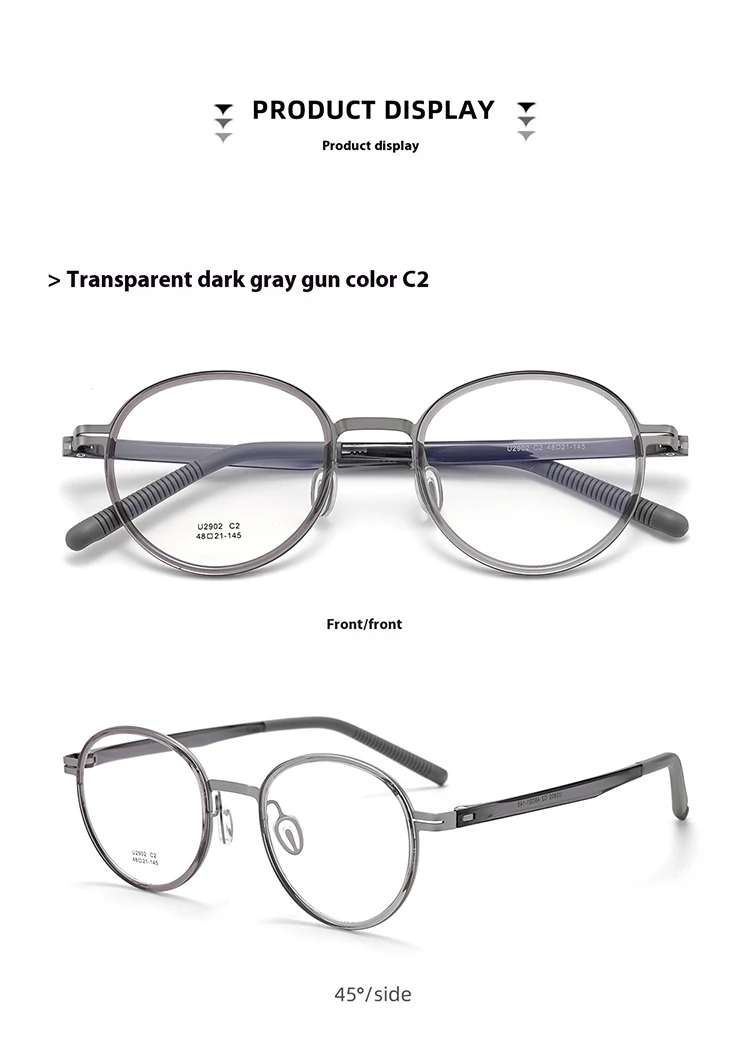 ALICIA Herrenmode Retro Runde Brille Kleine Größe Gläser Ultraleichte TR90 Brillen Optische Verordnung Rahmen Neu – Detail 5