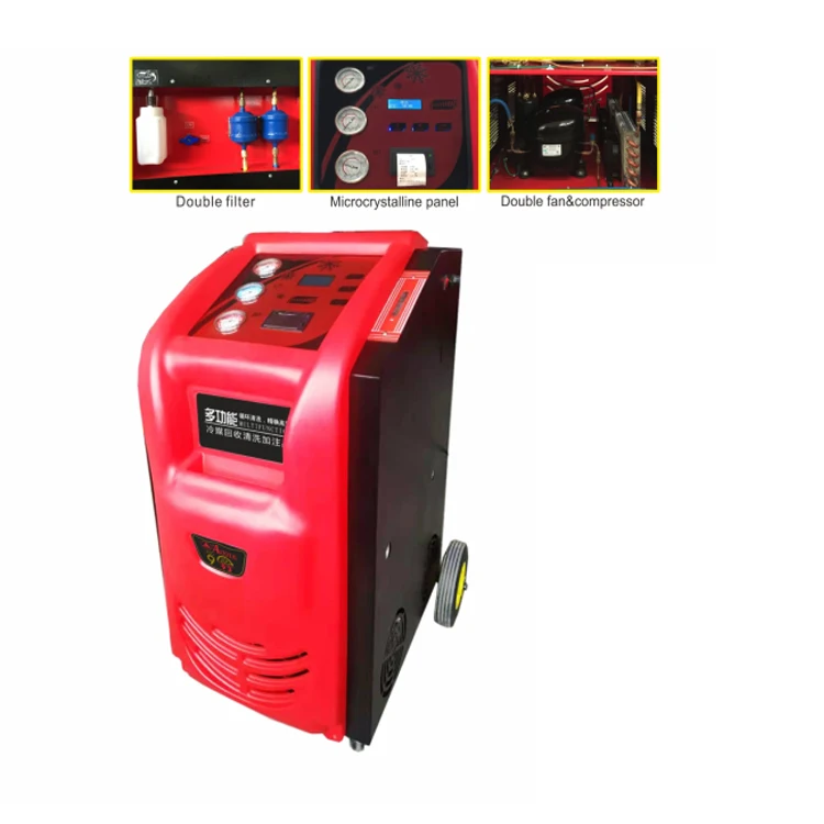Fully Automatic Vehicle air Conditioning Pipe Assembly-free Cleaning Machine A/C Recovery & Flush Machine with Printer