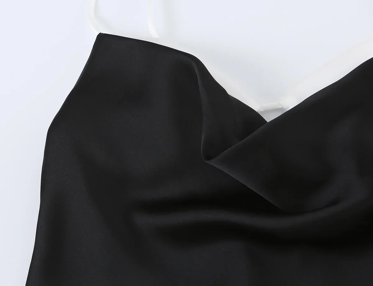 KONDALA Damen Sommer Schickes Satin-Minikleid Elegantes Kontrastierendes Ausschnitt-Trägerkleid Neu 2026 Modisches Dinner-Party Sexy Kleid – Detail 6
