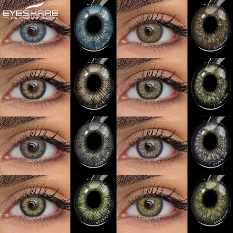 EYESHARE 2 Stück Blaue Farbige Kontaktlinsen Braune Weiche Linsen Schönheitslinsen für Augen Grüne Kontaktlinsen Kosmetik Graue Linsen Jährliche Anwendung