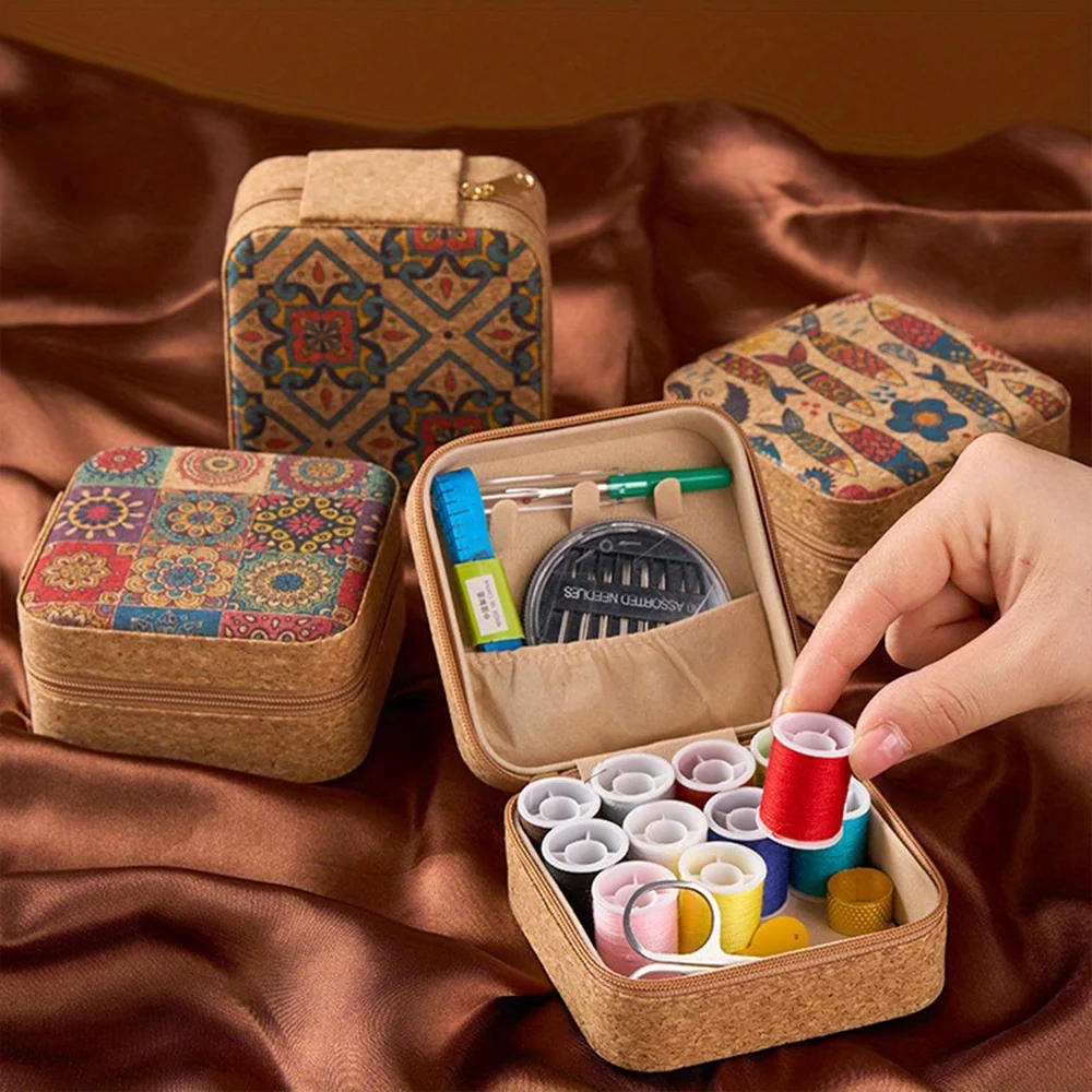 Sewing Kit Portable Vintage Sewing Kit Travel Sewing Kit with Case 12 Threads Scissors Needles Thimble Pins for DIY Home Repair view 5