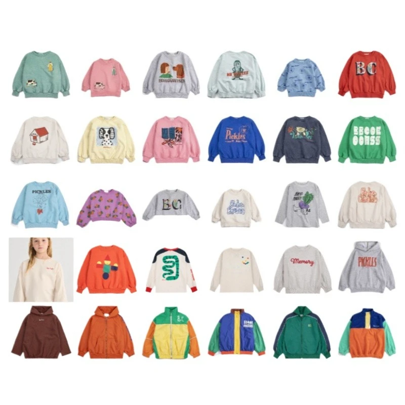 Kid Jumper OUYANG&IVAN Kids Cotton Sweatshirt 26SS New Children Magenta Velour Clothes Boy Girl Loose Warm Top Hoodies Outwear