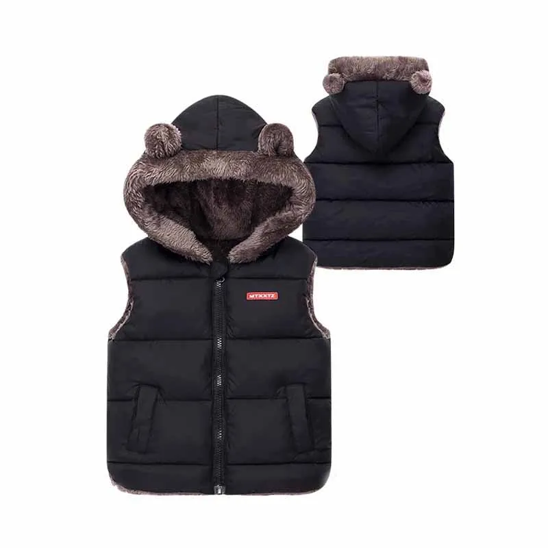 

New Boys Padded Warm Vest Girls Solid Color Hooded Undershirt Autumn Winter New Children's Casual Fashion Comfortable Coat 2-6Y