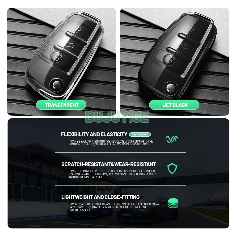 Clear TPU Car Key Case For Audi A3 S3 RS3 8P 2003-2012 Key Fob Cover Protector Shell Auto Accessories 2004 2005 2006 2007 2008