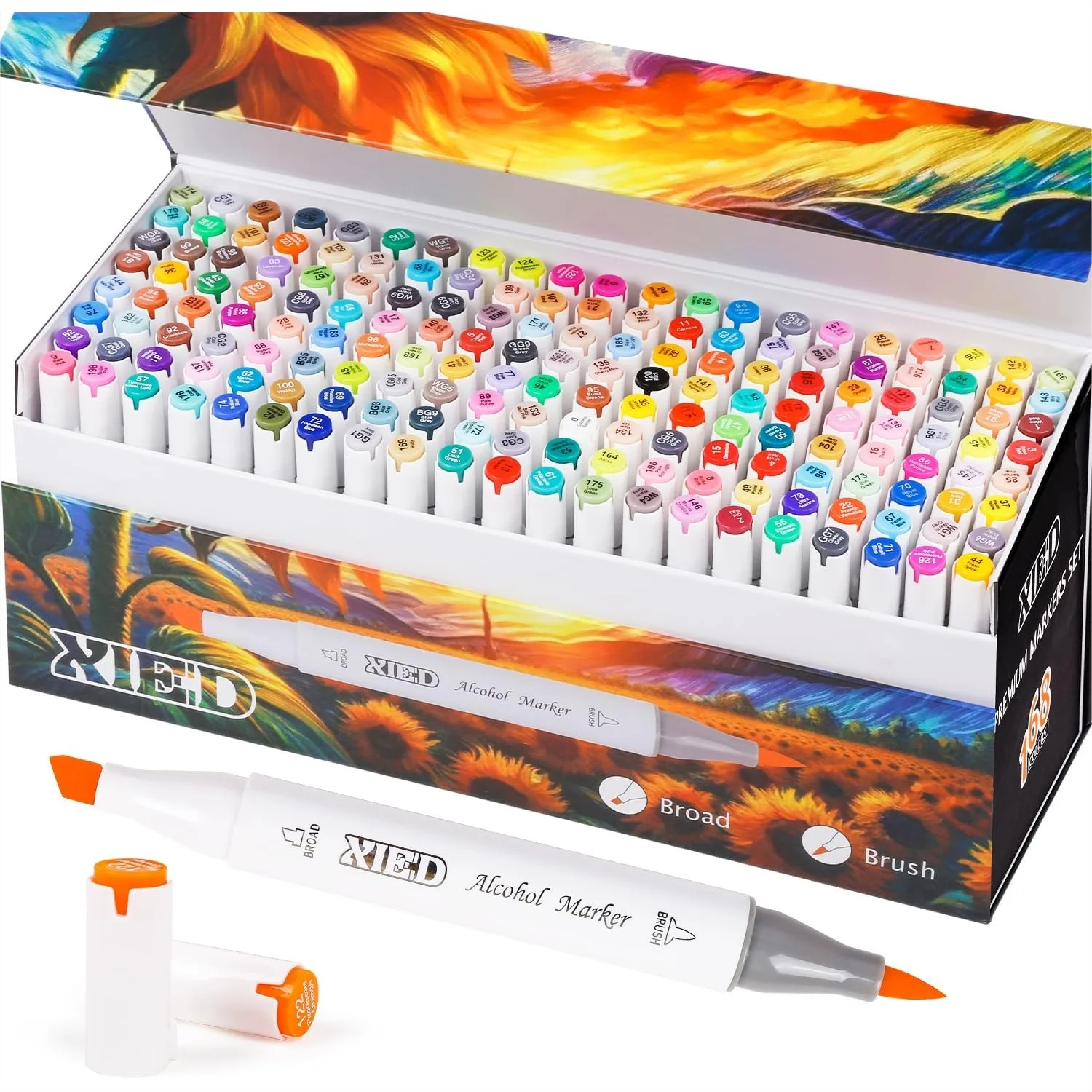 

168 Colors Alcohol Markers Set, Dual Tip Brush & Chisel for Adult Coloring, Sketching & Illustration