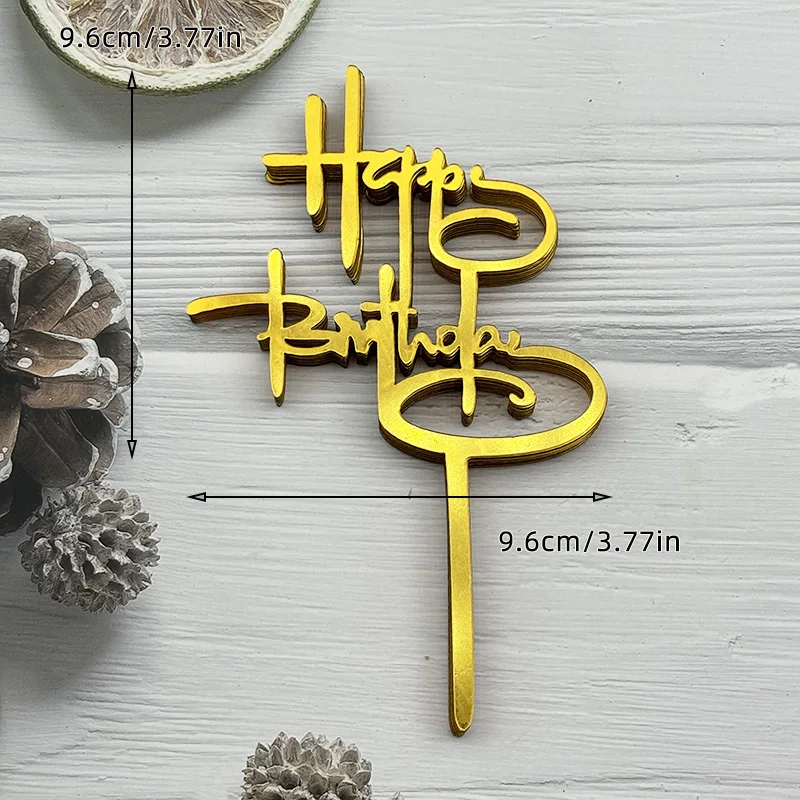 10 Stück Acryl-Kuchenaufsatz „Happy Birthday“, Rosa, Gold, Silber, für Kinder, Männer, Frauen, Babyparty, Party-Dekoration, Geschenkzubehör – Detail 9