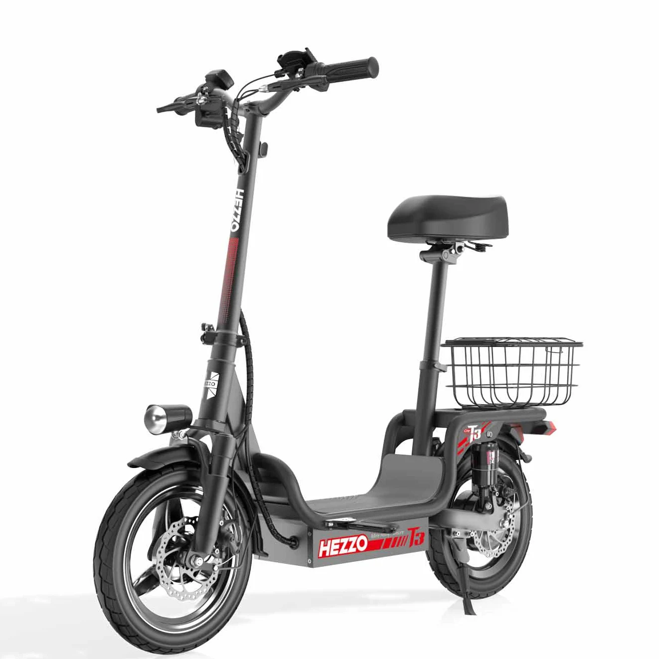 T3 Foldable Utility E‑Scooter 48V 750W Peak Power,14 Inch Tire 720Wh Battery 31Miles,With Basket & USB Charger 20MPH For City Commuting
