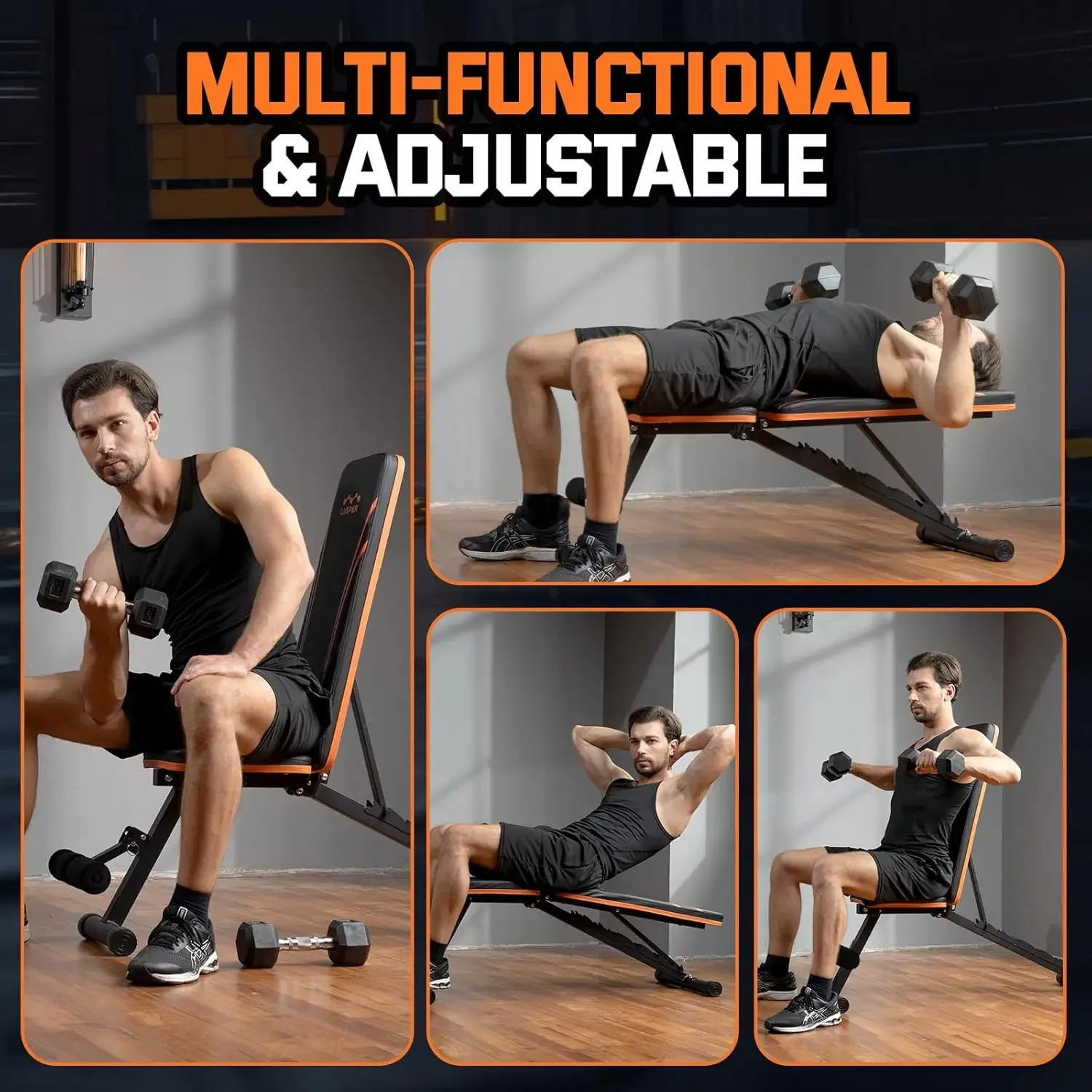 Banc de musculation pour salle de sport à domicile, réglable et pliable, 700lb, 800lb, entraînement polyvalent, incliné, plat, banc de déclin