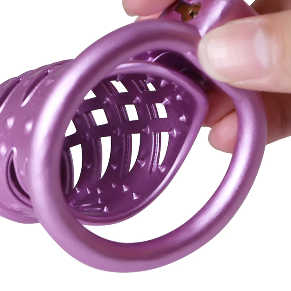 Purple Spikes Cage Set Lightweight Male Custom Flat Chastity Device Kit Penis Ring Cock Ring Cock Cages Trainer Belt Sex Toys