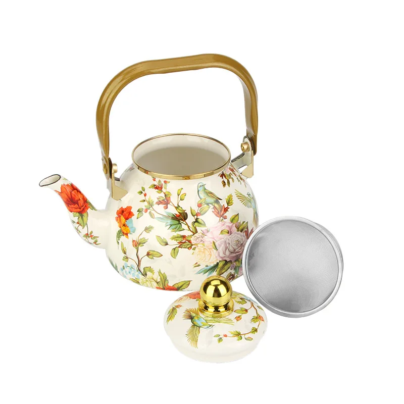 1.2L Thickened Enamel Pot Heatable Enamel Teapot Enamel Coffee Pot Chinese Style