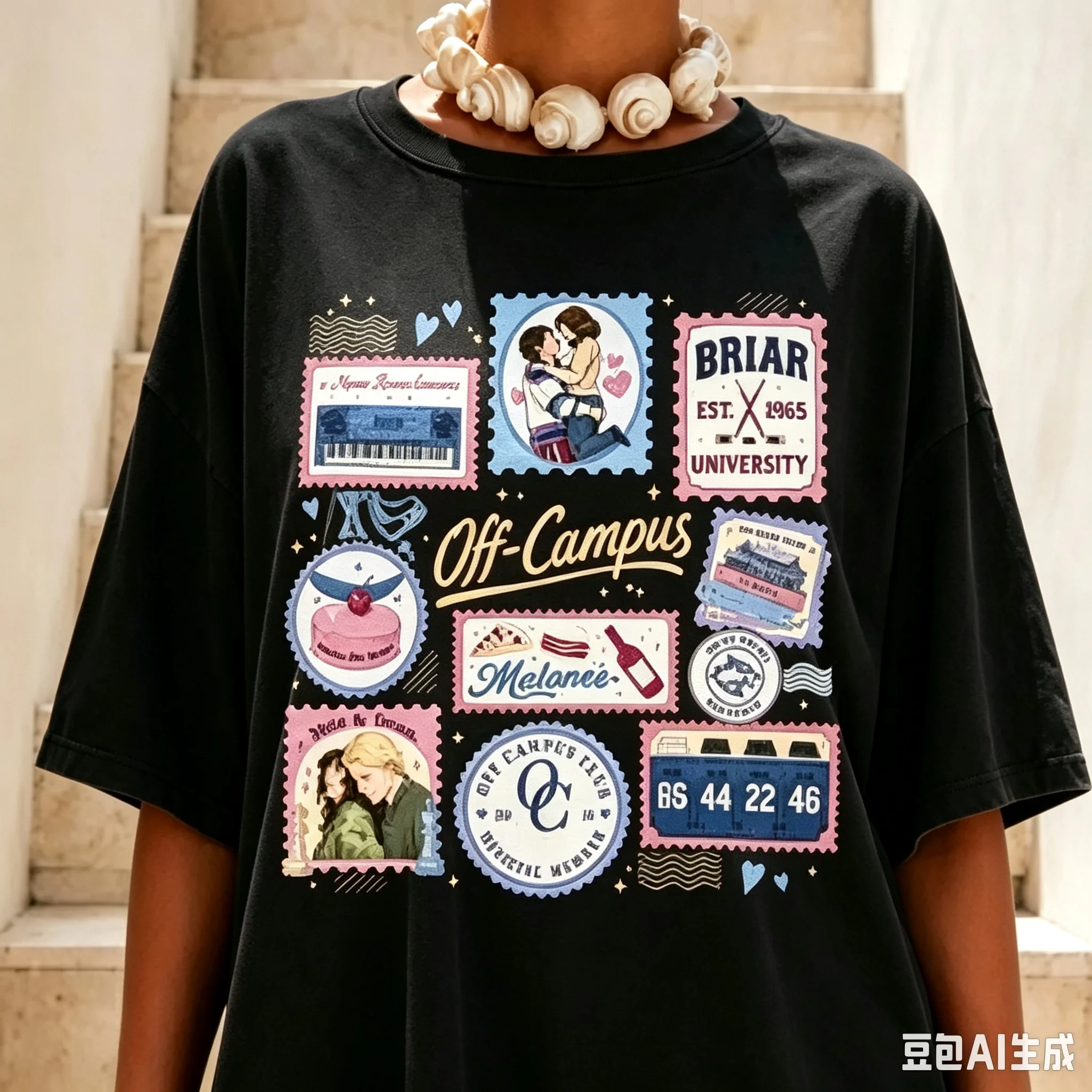 Blair University Off Campus Printed Collar T-shirt BookTok Bookish Merch Hockey Romantic T-shirt Unisex Cotton Short Sleeved Top
