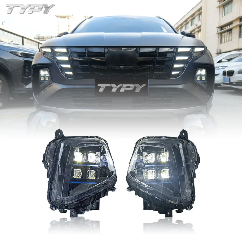 

LED Near High Beam Lens Laser Headlight Assembly Upgrade Matrix Highlight Double Light for Hyundai Tucson 2021-2023