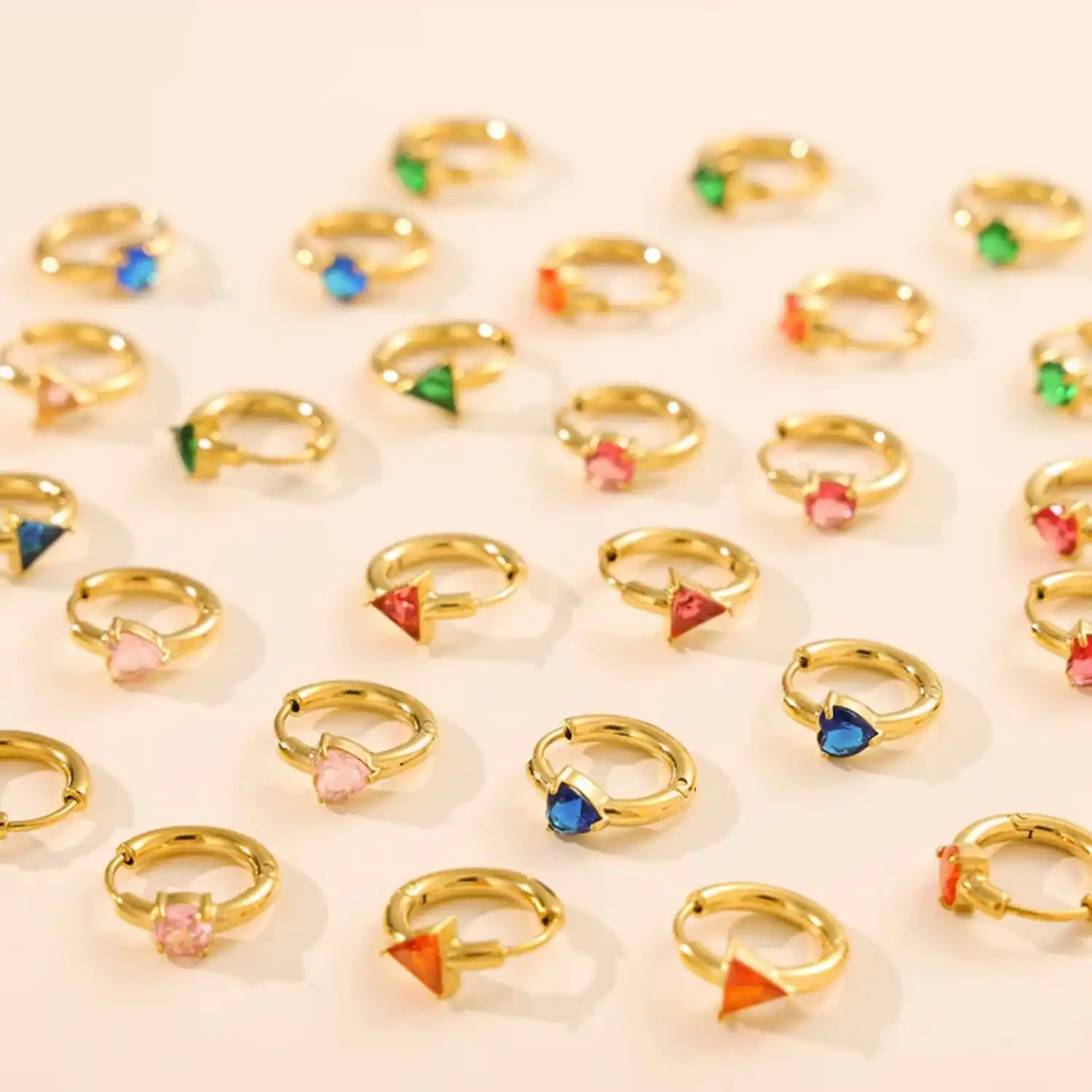 Stainless Steel 18K Gold-Plated Teardrop Candy Color Stone Dangle Earrings Women Bling Jewelry image 2