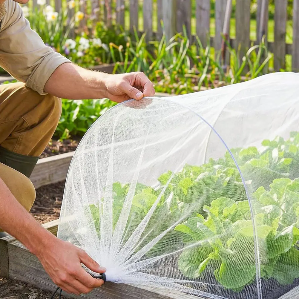 Garden Bed Tunnel Net 4ft With 6 Stakes, Breathable Plant Protector Cover For Vegetables & Herbs, Easy Setup Greenhouse Frame