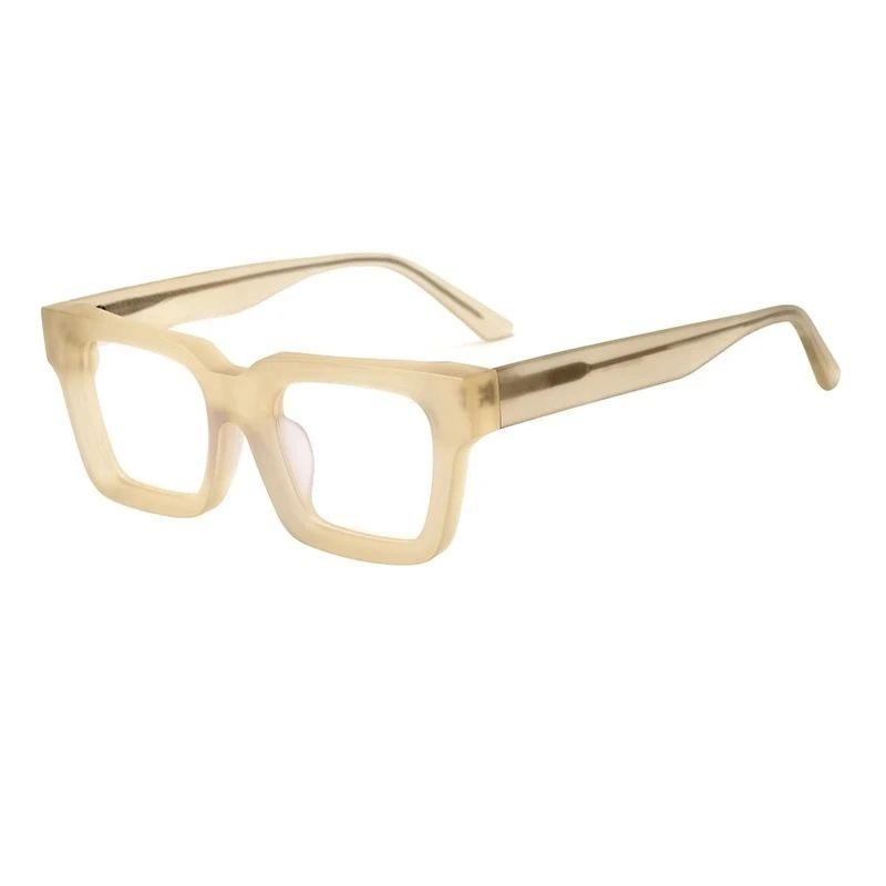 

Glasses men's retro thick and wide frame matte glasses light yellow myopia women's fashion square plate frame