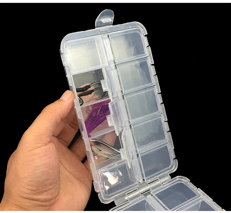 WEIHE Mini-Angelzubehörbox mit Fächern für Kleine Transparente Wasserdichte Plastikhaken, Köder und Angelzubehör – Detail 4