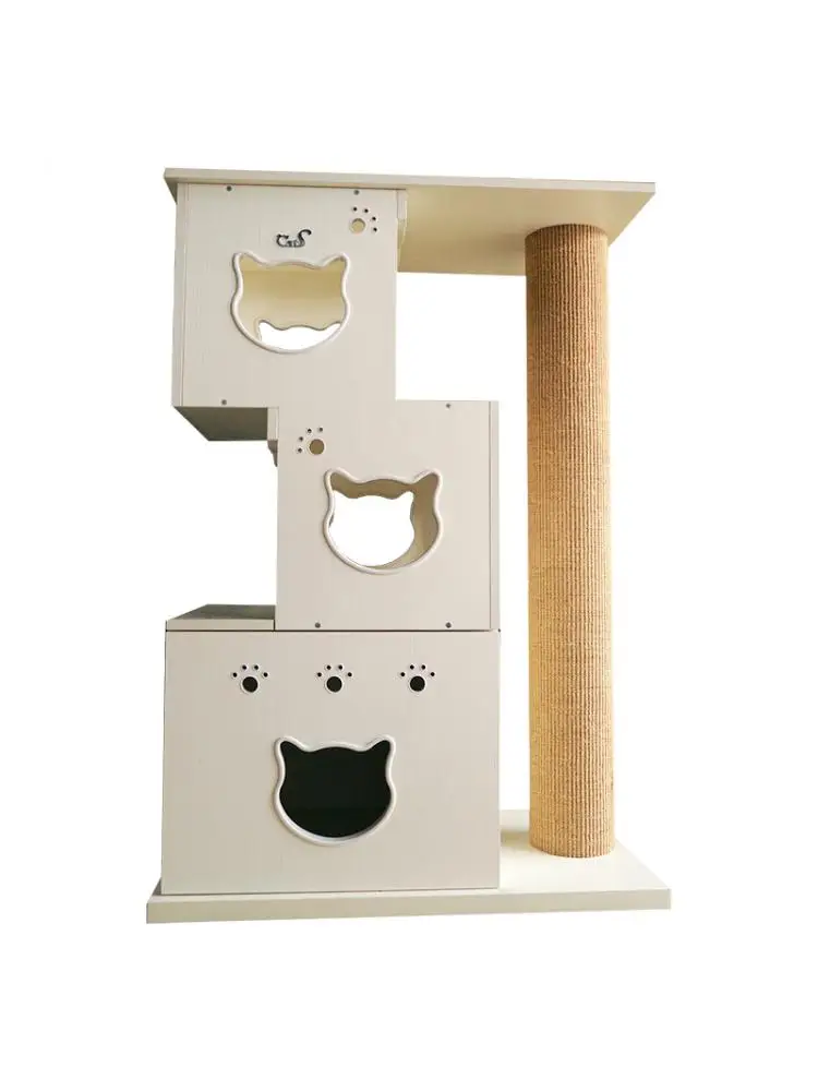 Building Blocks Three-tier Cat Climbing Frame Sisal Cat Scratching Post Cat Climbing Frame Cat Litter Storage Cabinet Cat Furnit