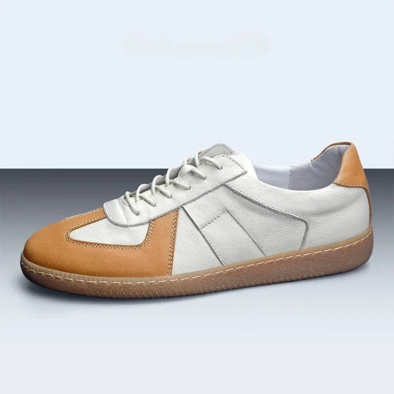 Men's Shoes Genuine Leather Breathable Casual Shoes Male Retro Flat Bottom Low Top Cowhide Trendy Sport Training Shoes Youth