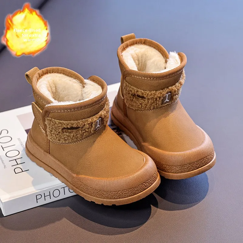 Children's Snow Boots Winter Boys Plush Thicken Platform Cotton Shoes Comfortable Girls Warm Waterproof Fashion Warm Plush Shoes