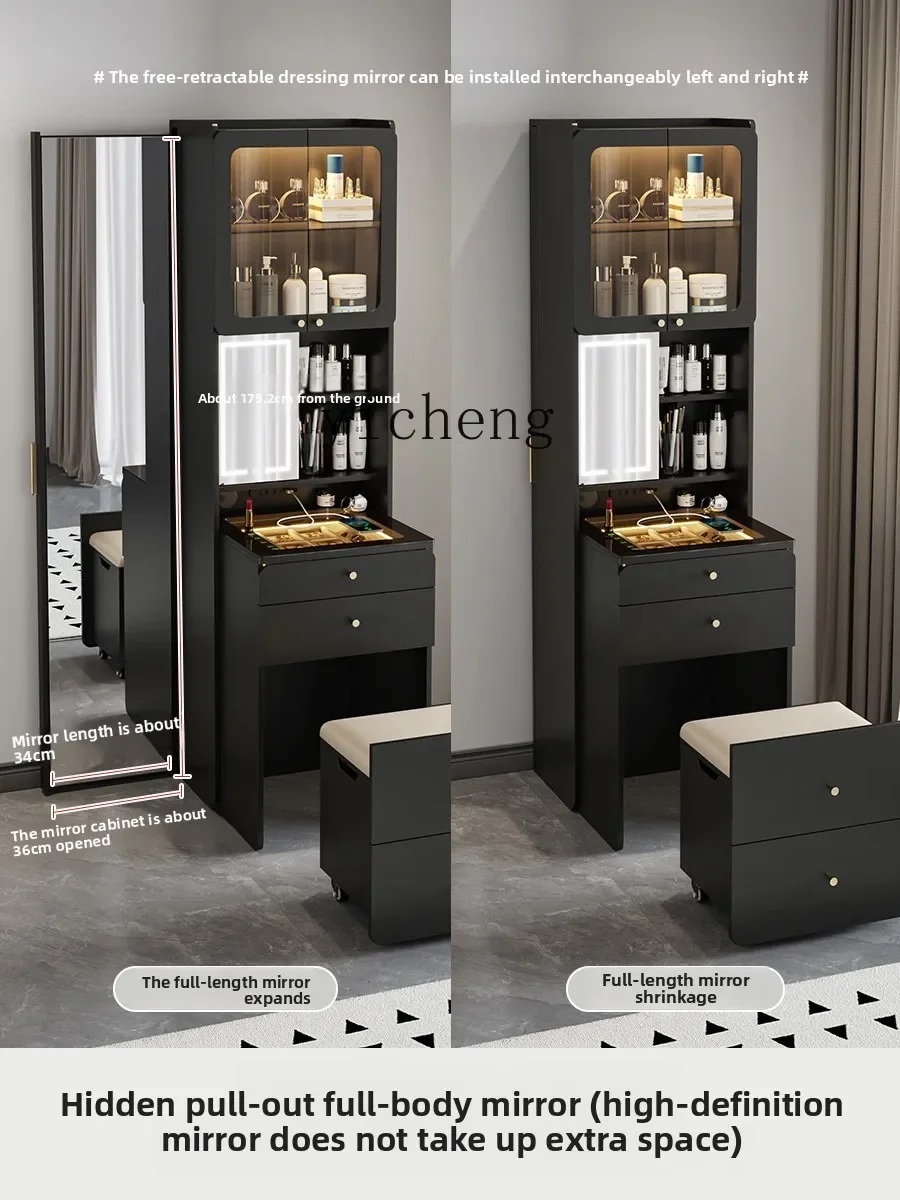 l23 Simple Modern Desk, Dressing Table, Integrated Bedroom, Small Apartment, Dressing Table, Computer Table, Black Advanced 5