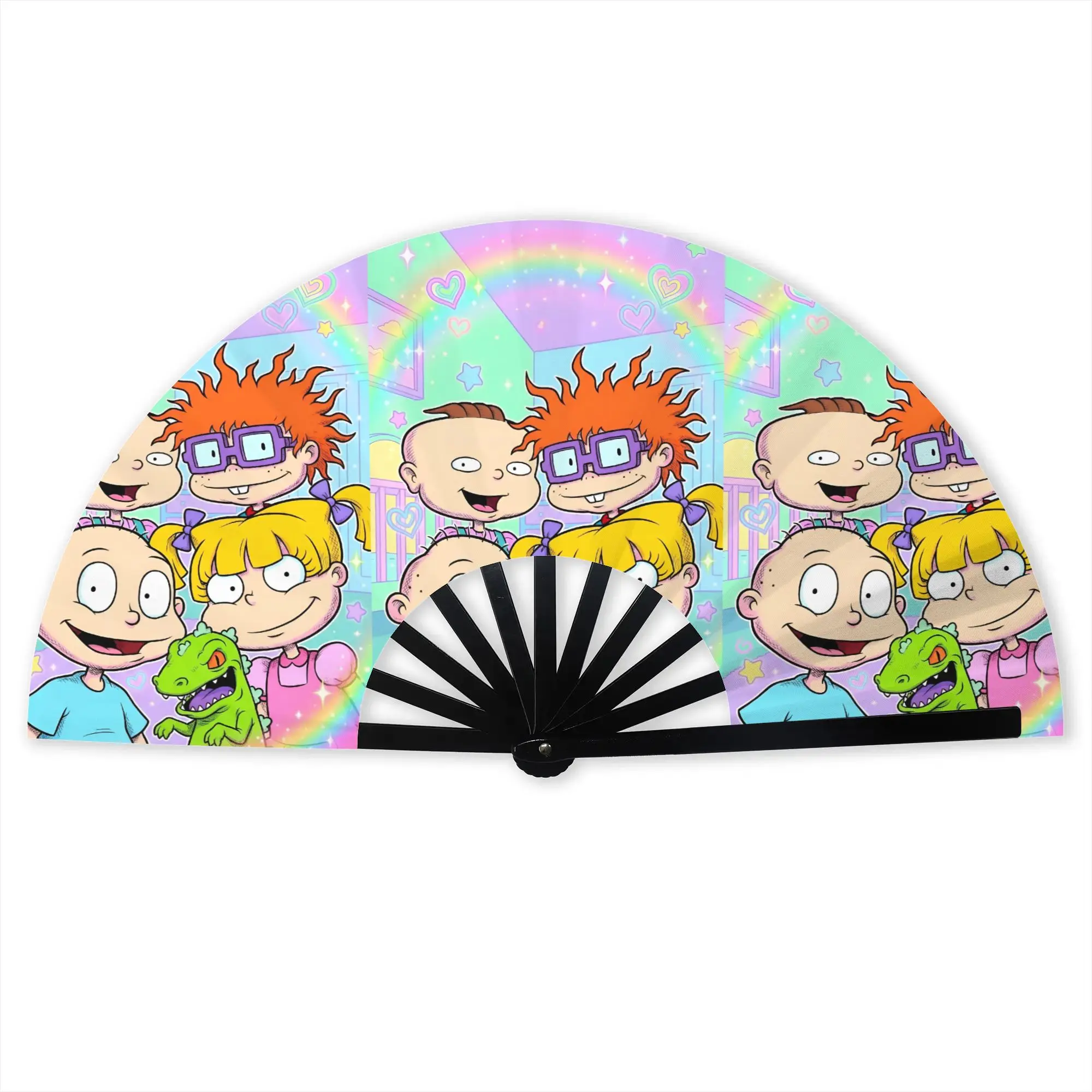 R-Rugrated Mangas Hot  Traditional Folding Fan Chinese Style High-Quality Polyester Fans Gift Elegant Decorative Hand Fan