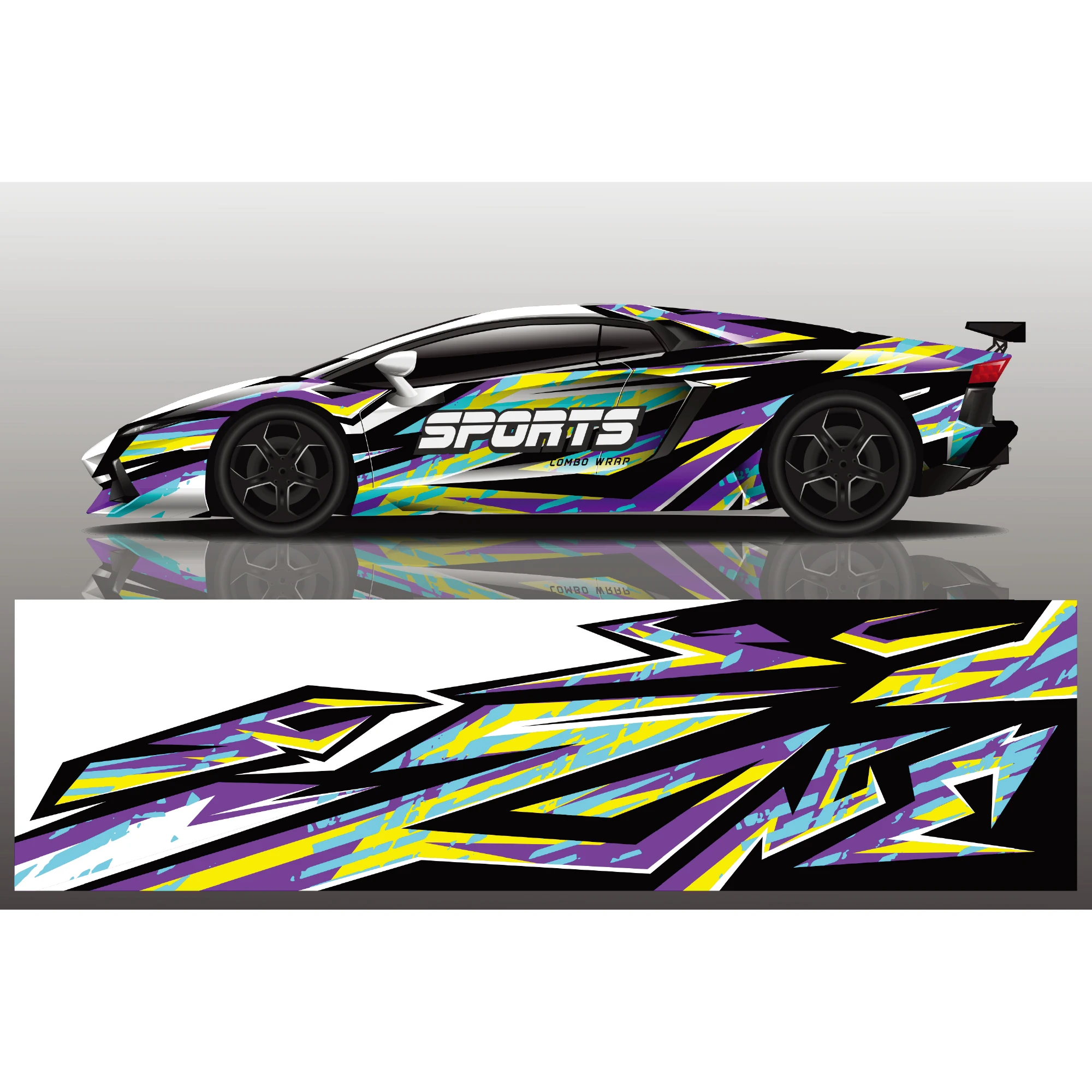 Colorful Car Sticker Full Wrap Sticker Car Decal Decorative Cut Body Racing Graphic Decal Vinyl Wrap Modern Design Height 58cm