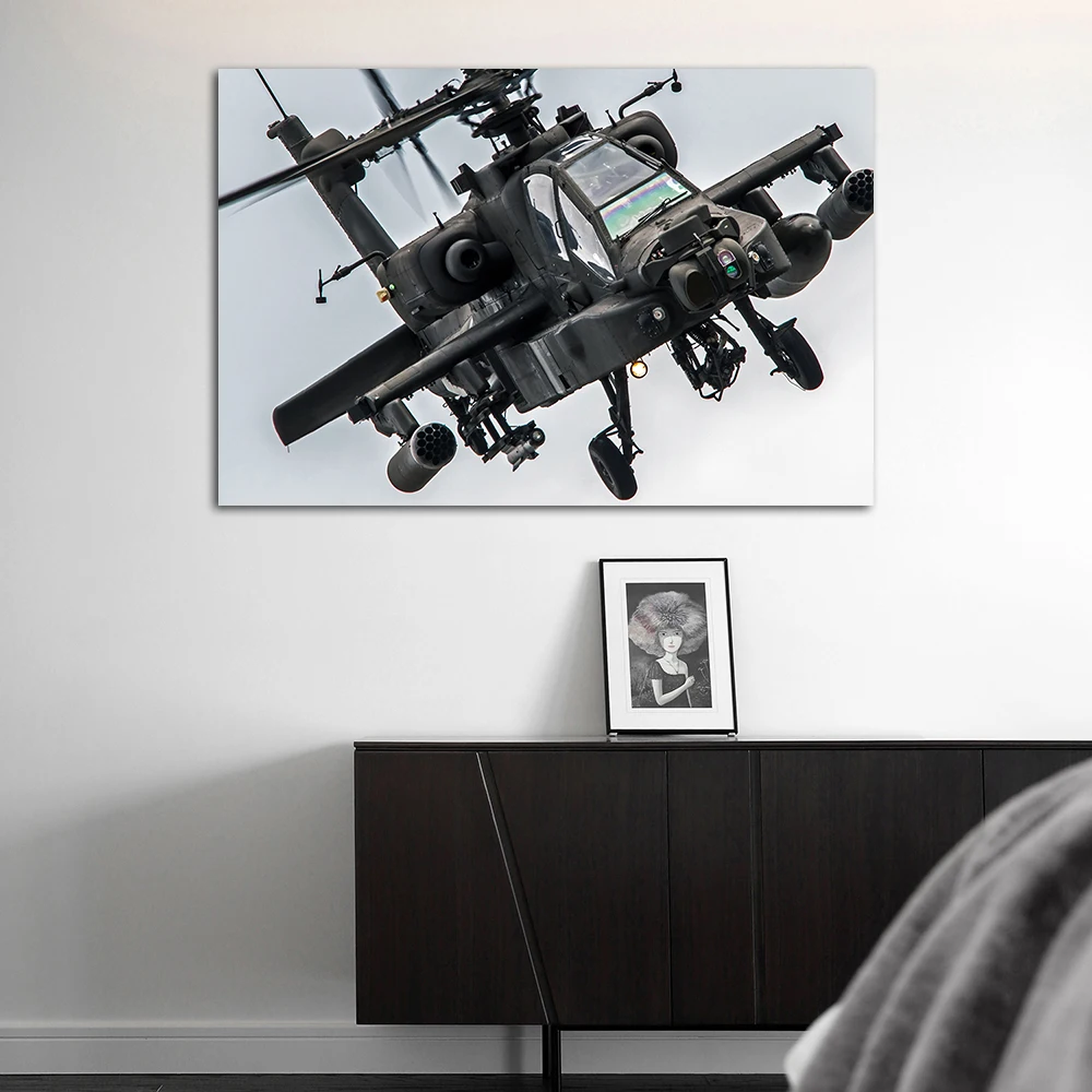AH-64 Apache Military Attack Helicopter Wall Art Posters & Print Picture Canvas Painting Wallpaper for Living Room Home Decor