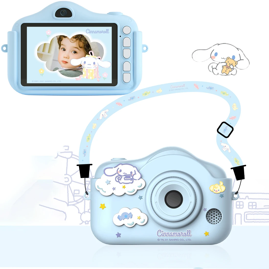 

Sanrioed Cinnamonroll Kawaii Cartoon Children's Camera 4000W Pixel 1080P Projection Video Camera Educational Toys Gifts