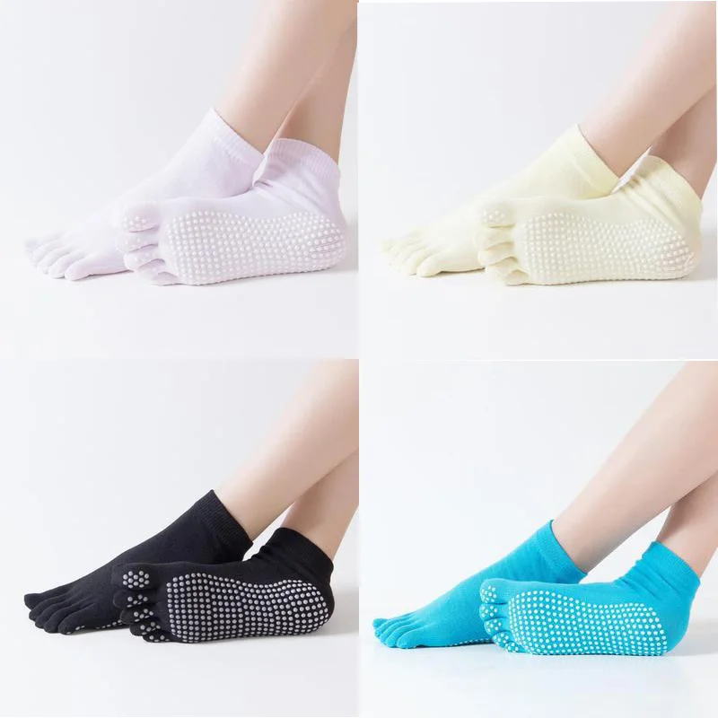 Anti-slip Women Sports Yoga Socks Five Fingers Silicone Non-slip 5 Toe Socks Ballet Gym Fitness Sports Cotton Socks