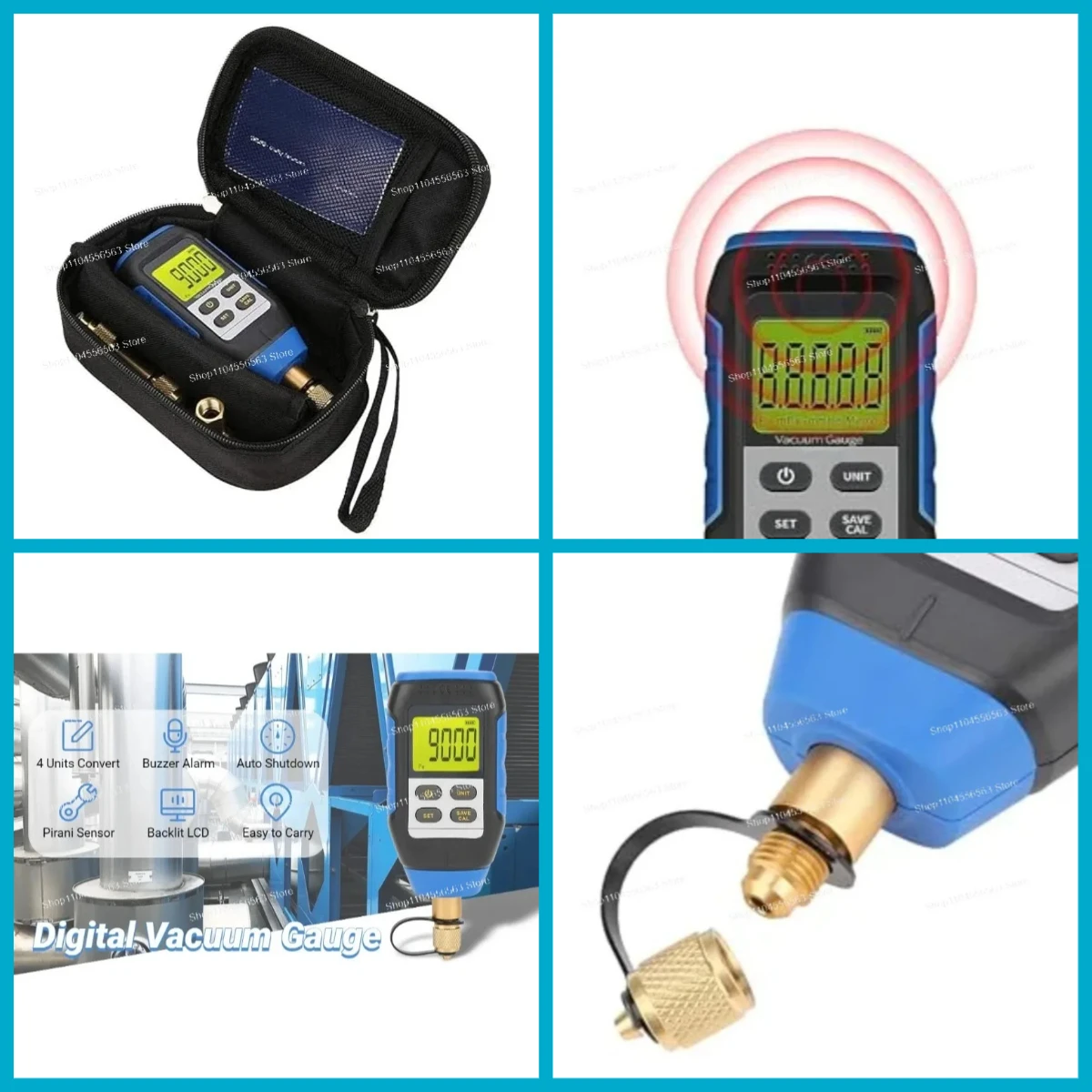 High-Accuracy Digital Vacuum Gauge (VMV-1): 0-30,000 Microns Range, 7/16-20UNF Interface