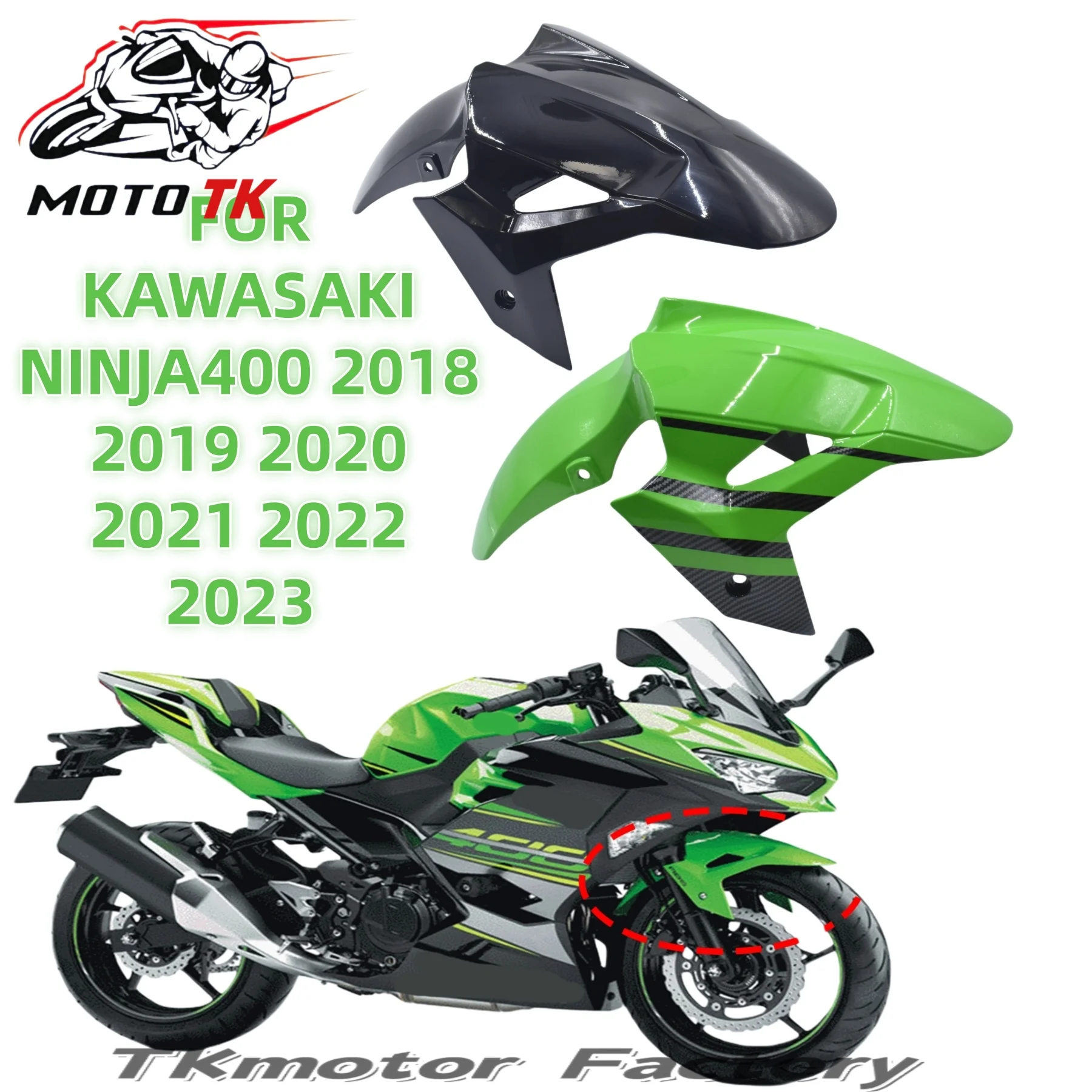 Fit For Kawasaki Ninja 400 Z400 2018 2019 2020 2021 2022 2023 Motorcycle Front Fender Mudguard Tire Splash Mud Guard Z-400