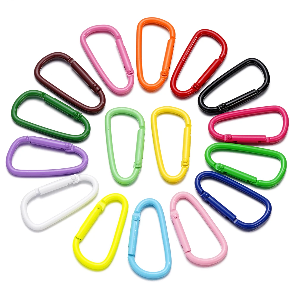 5pcs/Lot 46x23mm D Carabiner Hook Colorful Alloy Keychain Snap Clip Hooks For Making Jewelry Key Ring Connector DIY Findings