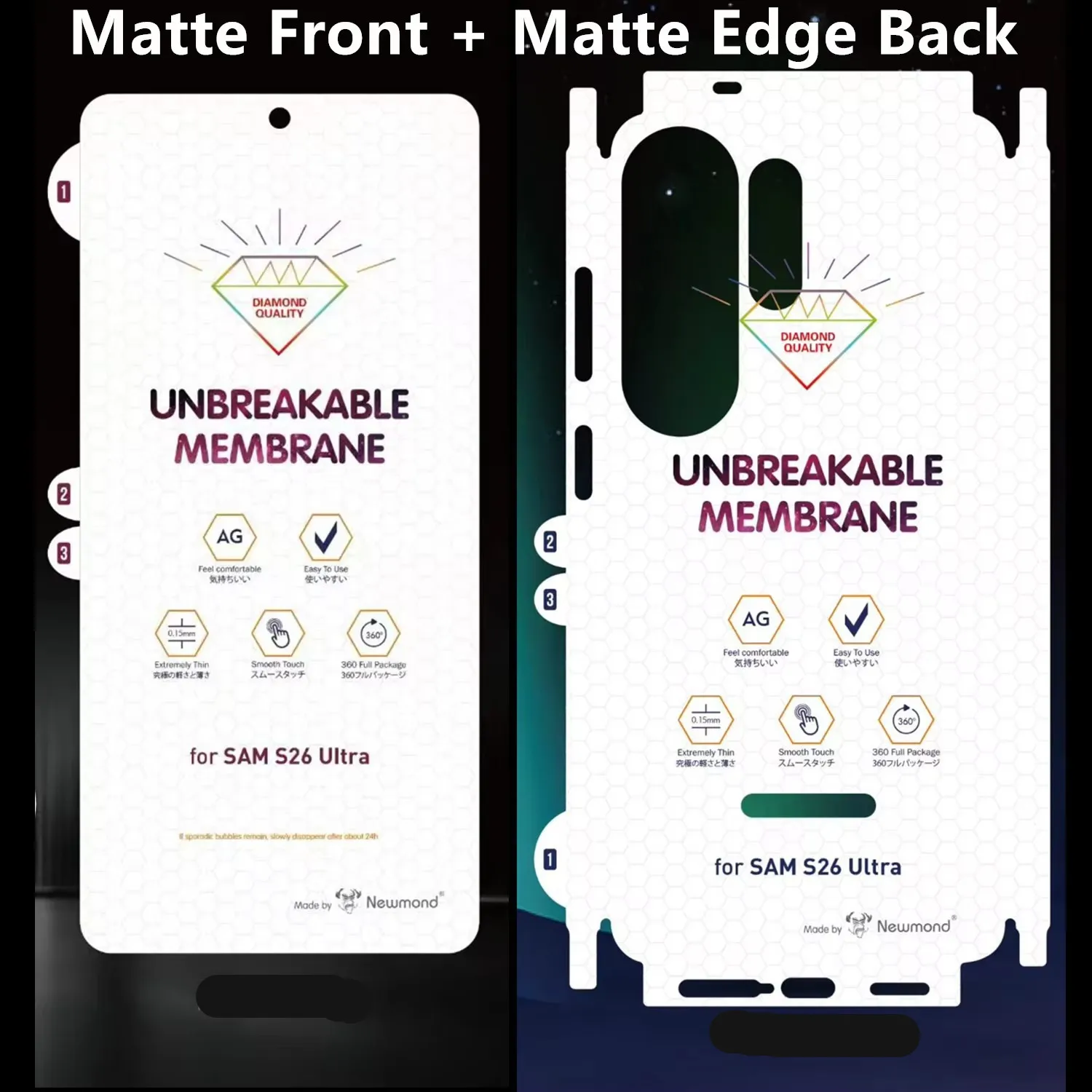 2PCS Soft Screen Protector For Samsung Galaxy S26 S25 Ultra S24 AG Matte HD Transparent Anti-Shatter Frame Back Hydrogel Film